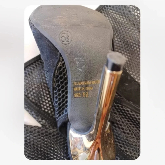 💥HOST PICK💥 Over The Knee Fishnet Peep Toe Metallic Heels Boots Size 5.5 - Picture 12 of 12